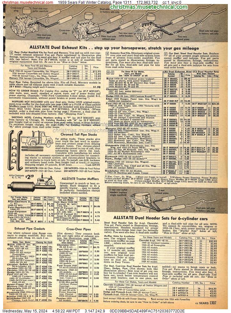 1959 Sears Fall Winter Catalog, Page 1311