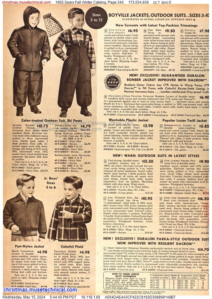 1955 Sears Fall Winter Catalog, Page 340