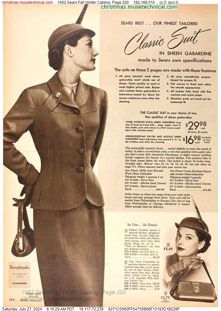 1952 Sears Fall Winter Catalog, Page 200