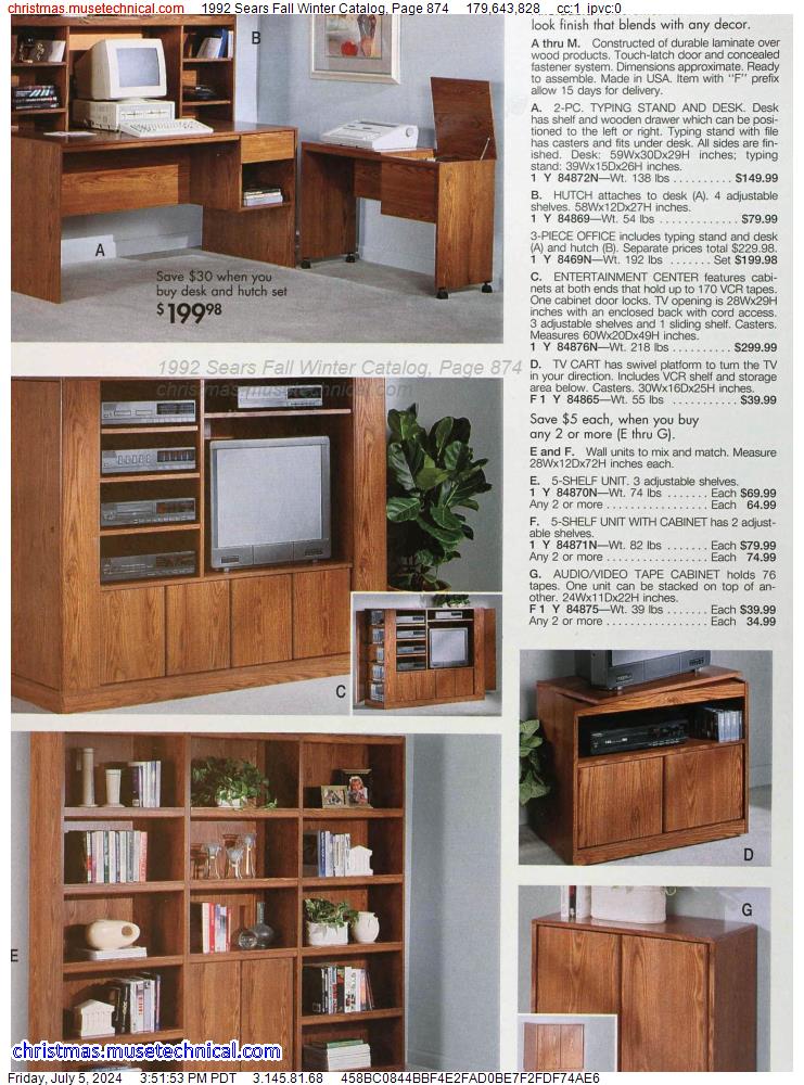 1992 Sears Fall Winter Catalog, Page 874