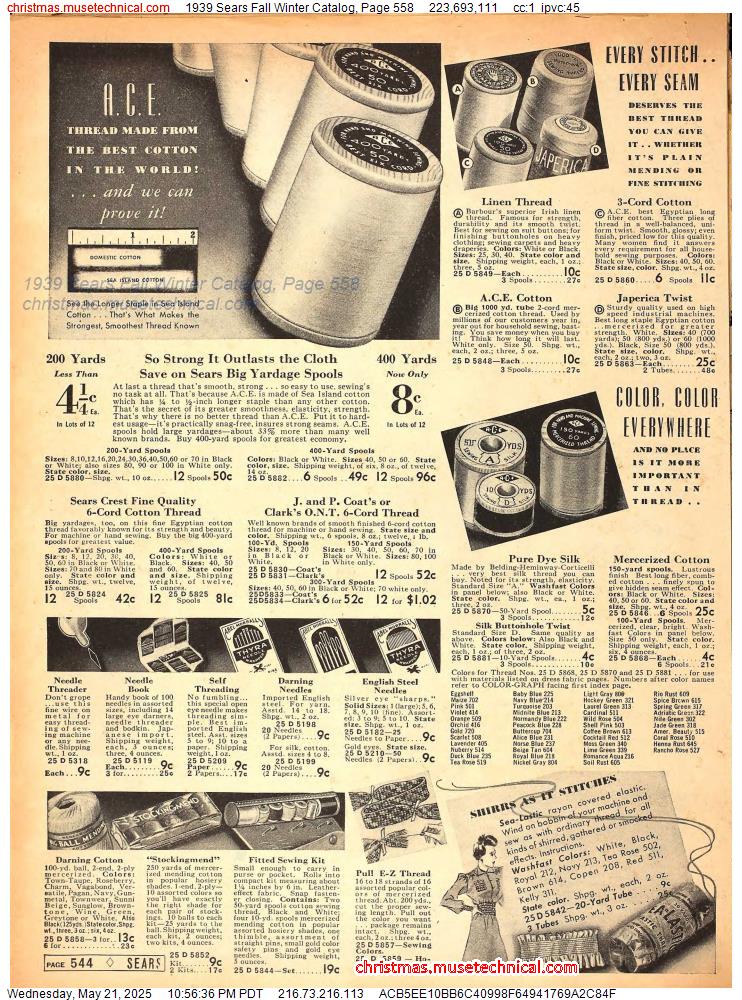 1939 Sears Fall Winter Catalog, Page 558
