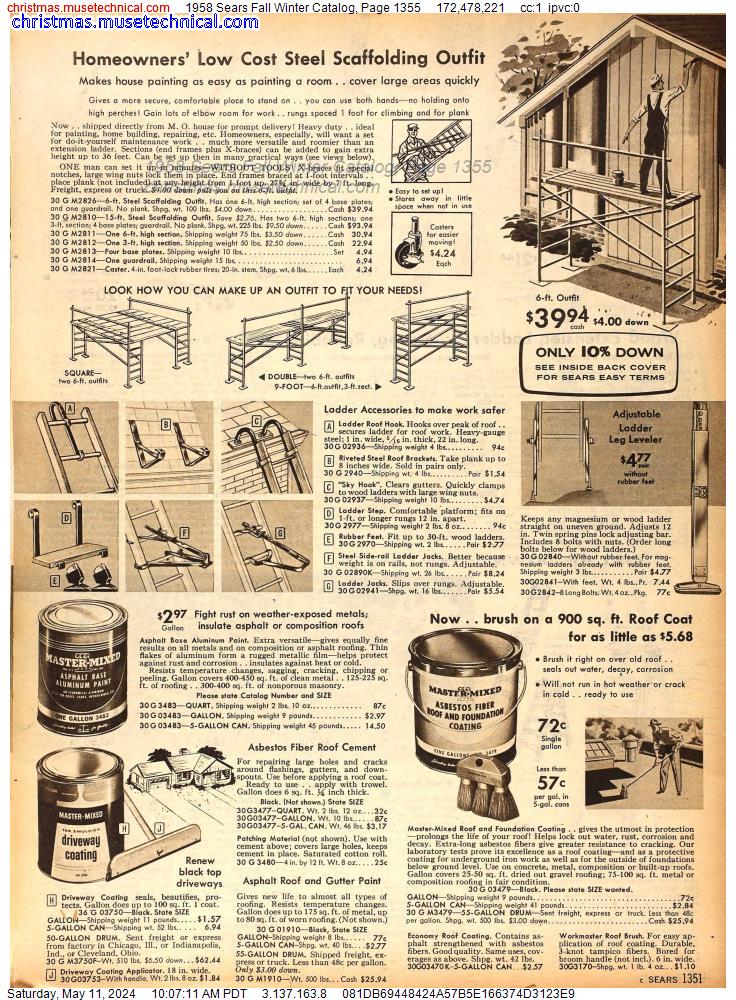 1958 Sears Fall Winter Catalog, Page 1355