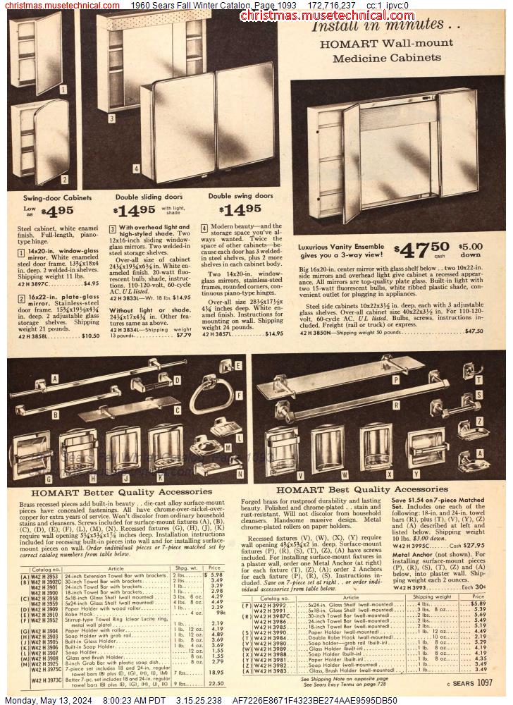 1960 Sears Fall Winter Catalog, Page 1093