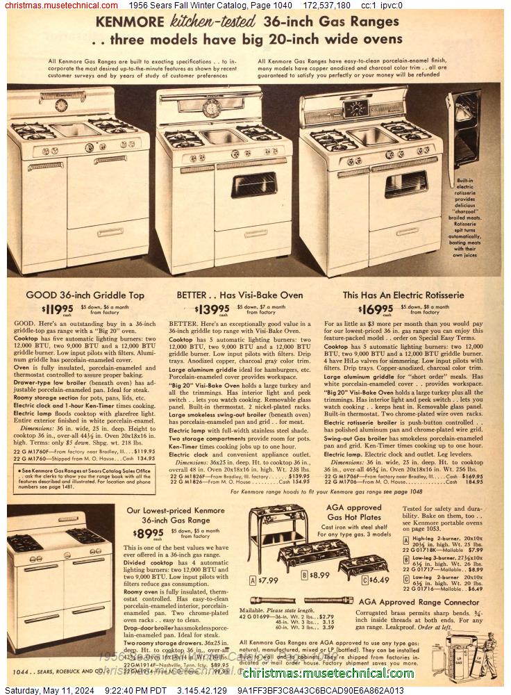 1956 Sears Fall Winter Catalog, Page 1040