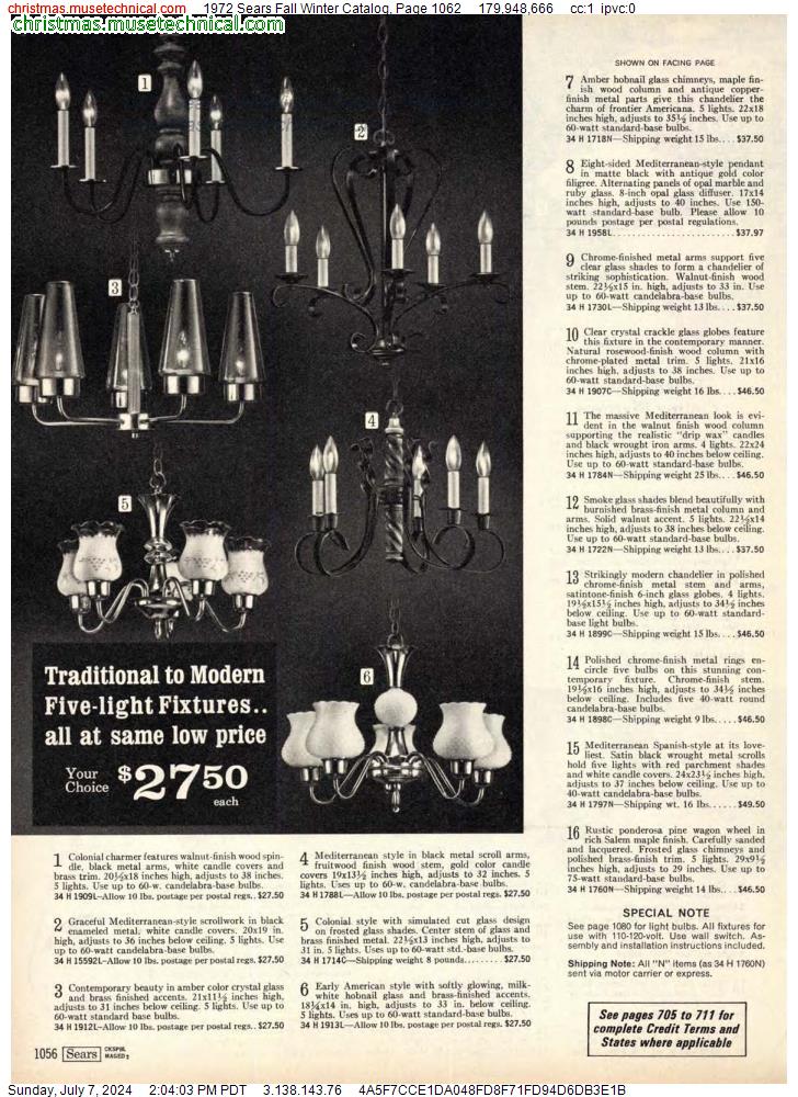 1972 Sears Fall Winter Catalog, Page 1062