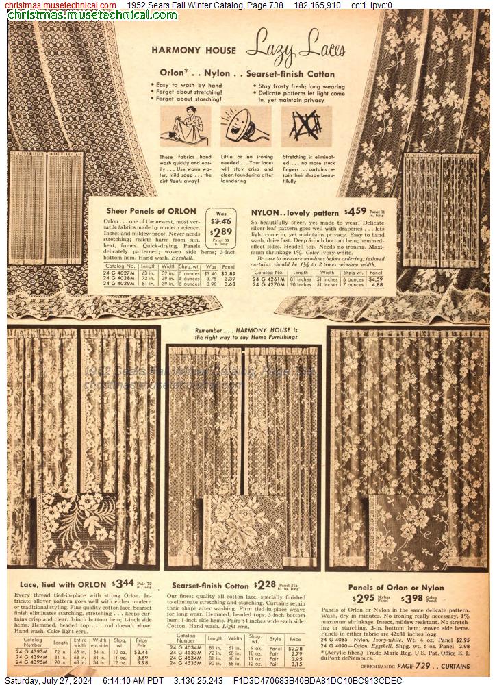 1952 Sears Fall Winter Catalog, Page 738