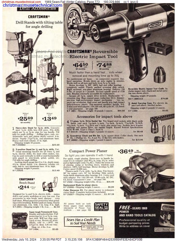 1969 Sears Fall Winter Catalog, Page 773