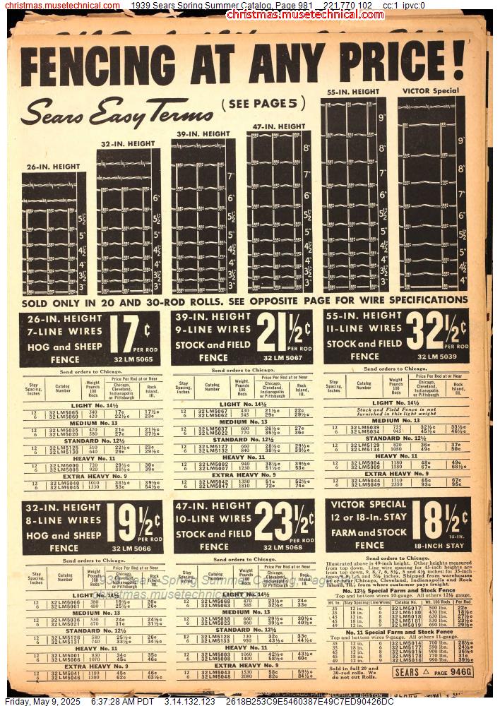 1939 Sears Spring Summer Catalog, Page 981