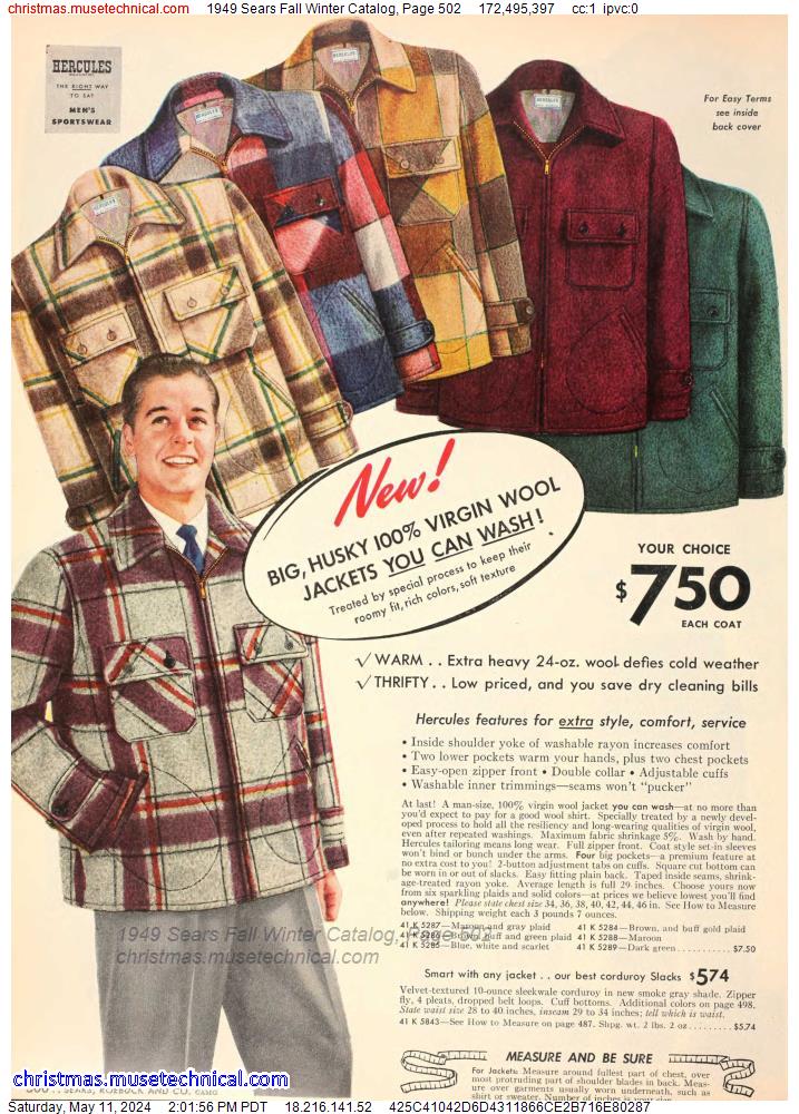 1949 Sears Fall Winter Catalog, Page 502