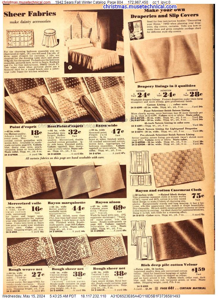 1942 Sears Fall Winter Catalog, Page 804