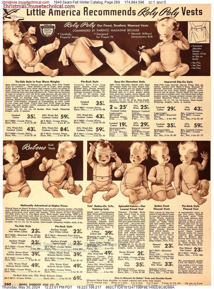 1940 Sears Fall Winter Catalog, Page 269