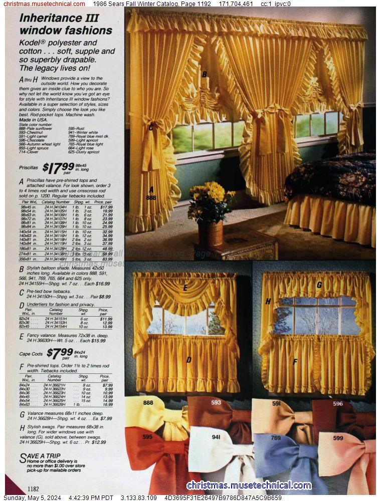 1986 Sears Fall Winter Catalog, Page 1192