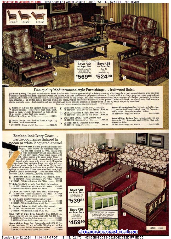 1975 Sears Fall Winter Catalog, Page 1363