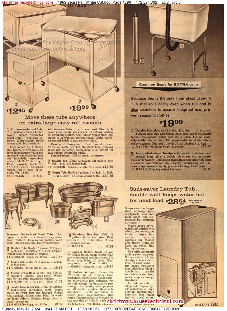 1963 Sears Fall Winter Catalog, Page 1290