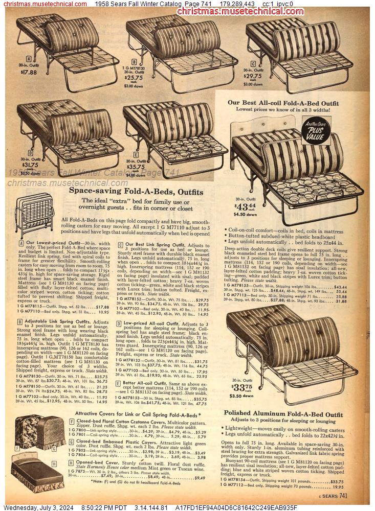 1958 Sears Fall Winter Catalog, Page 741