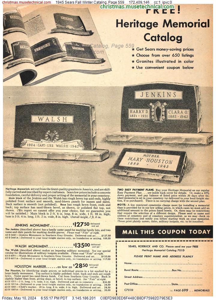 1945 Sears Fall Winter Catalog, Page 559