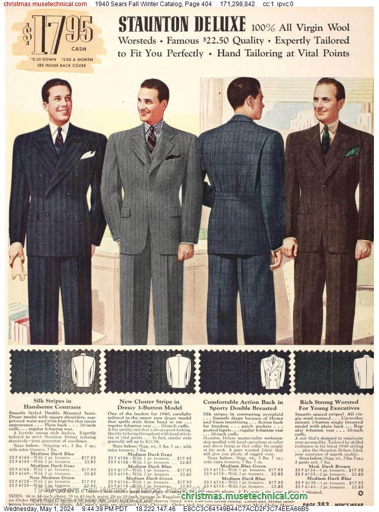 1940 Sears Fall Winter Catalog, Page 404