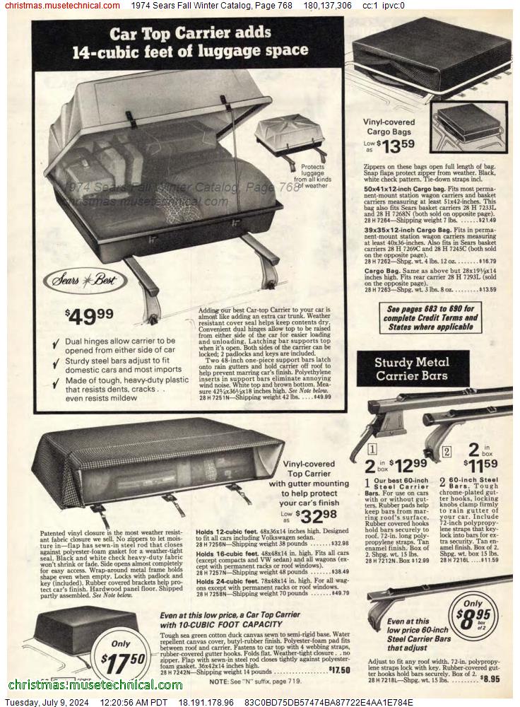 1974 Sears Fall Winter Catalog, Page 768