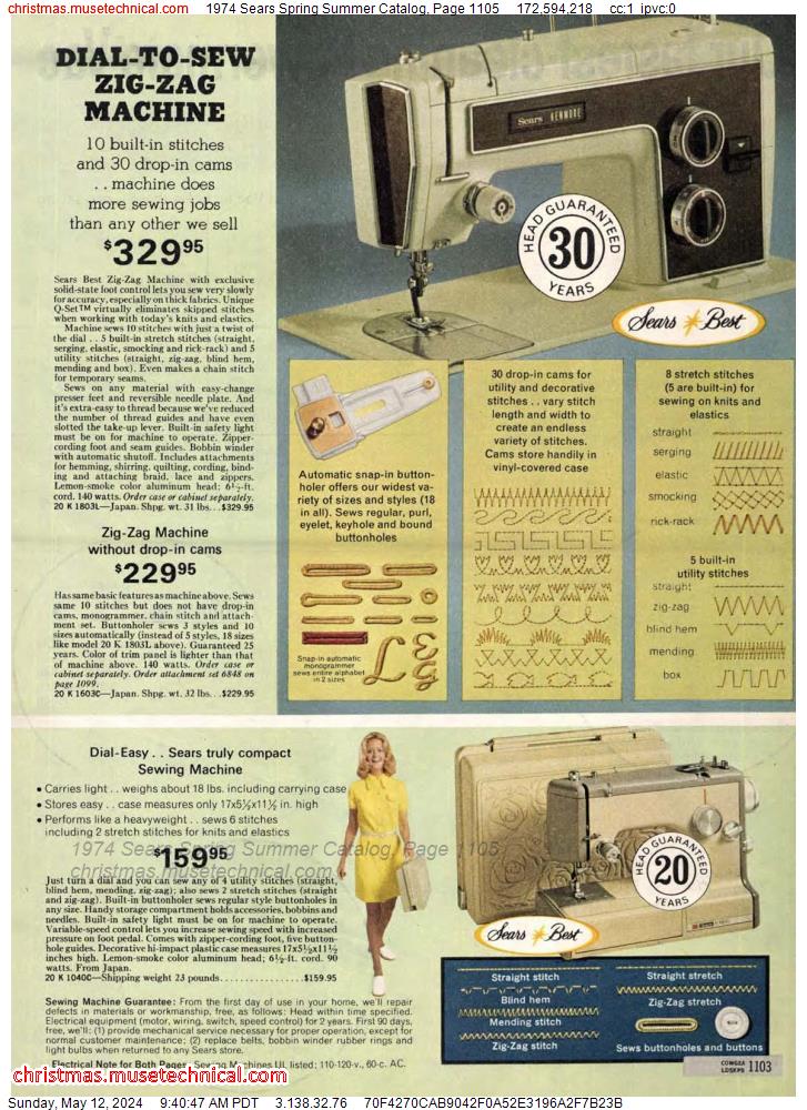 1974 Sears Spring Summer Catalog, Page 1105