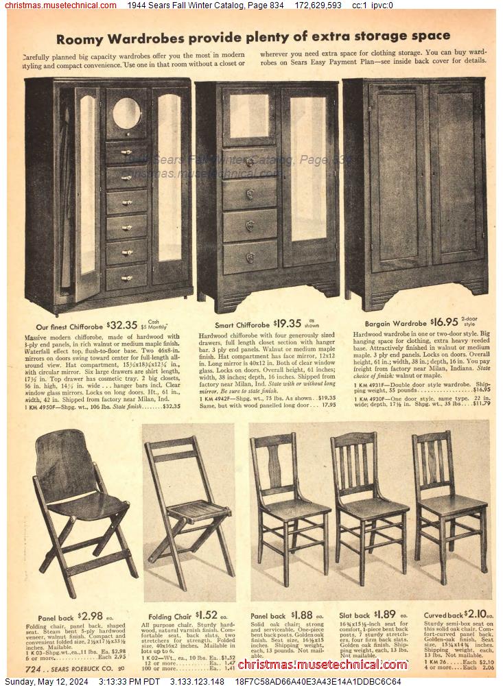 1944 Sears Fall Winter Catalog, Page 834