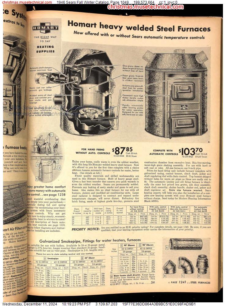 1946 Sears Fall Winter Catalog, Page 1049