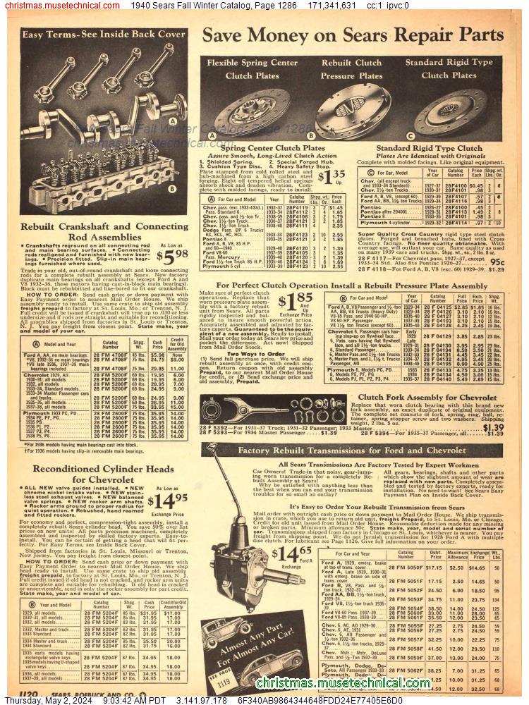 1940 Sears Fall Winter Catalog, Page 1286