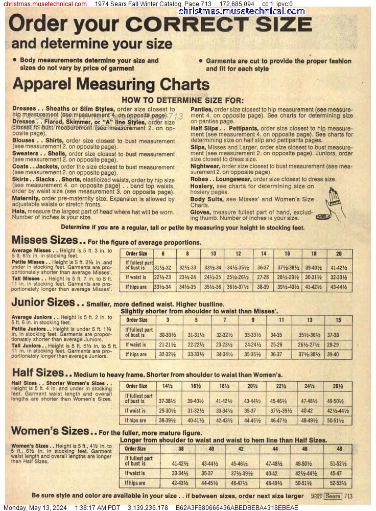 1974 Sears Fall Winter Catalog, Page 713