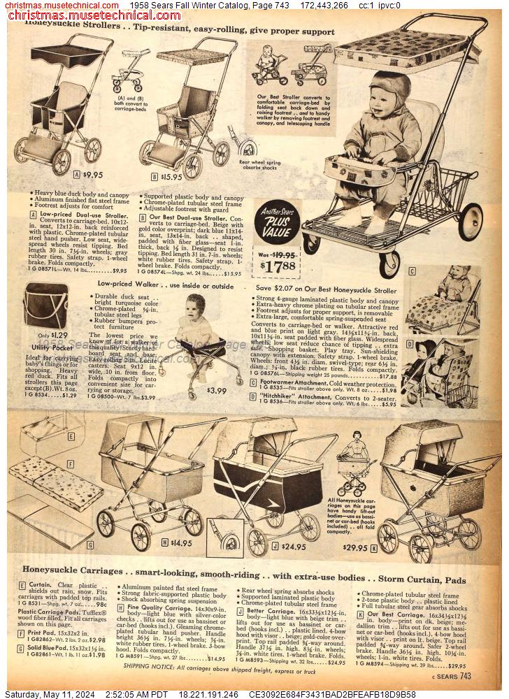 1958 Sears Fall Winter Catalog, Page 743