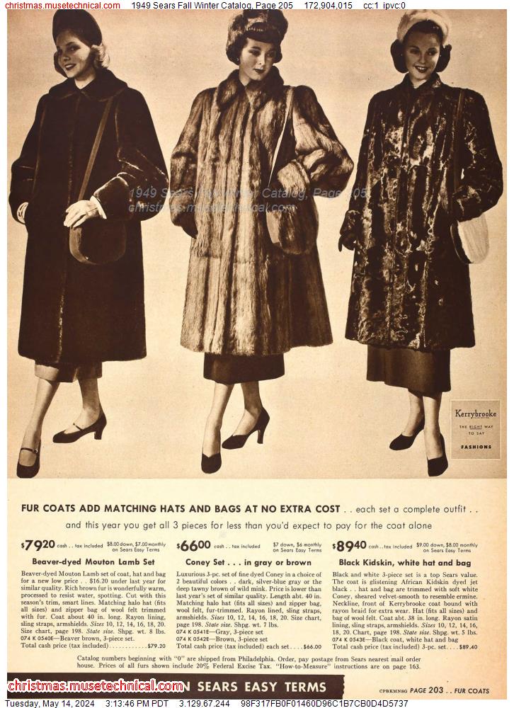1949 Sears Fall Winter Catalog, Page 205