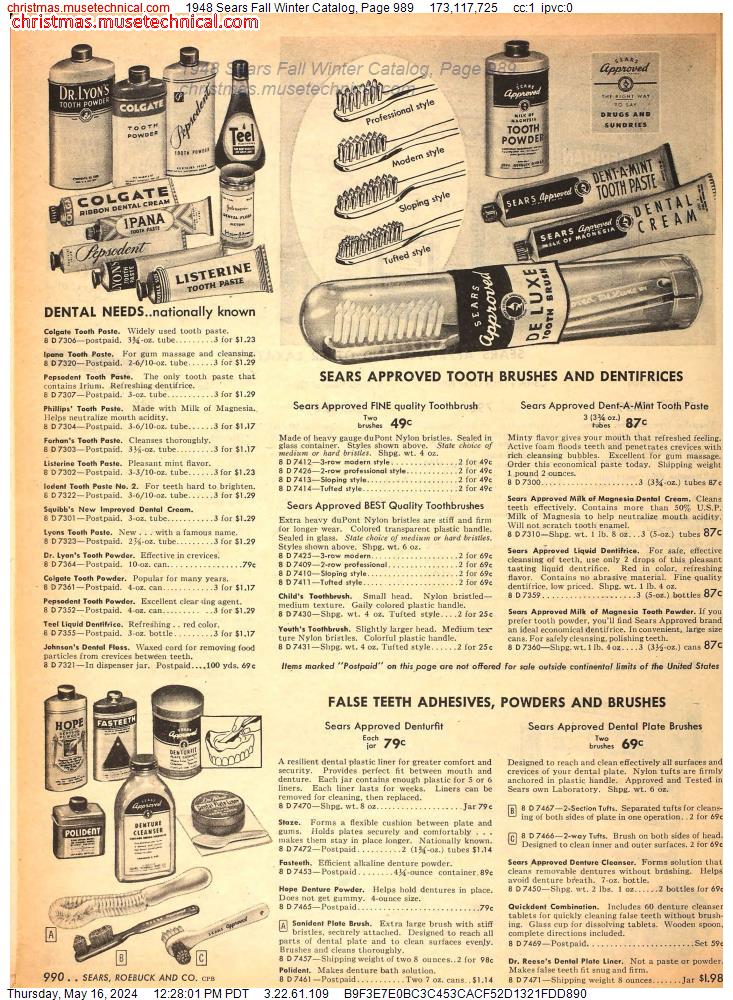 1948 Sears Fall Winter Catalog, Page 989