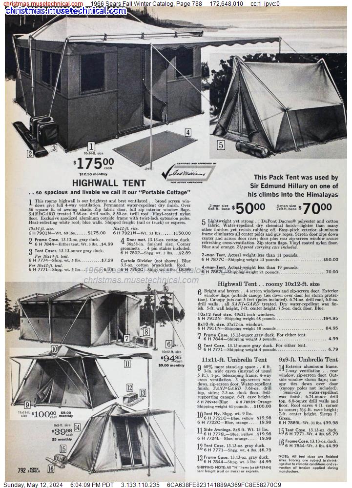 1966 Sears Fall Winter Catalog, Page 788