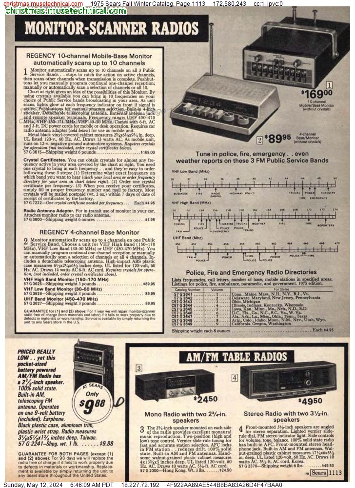 1975 Sears Fall Winter Catalog, Page 1113