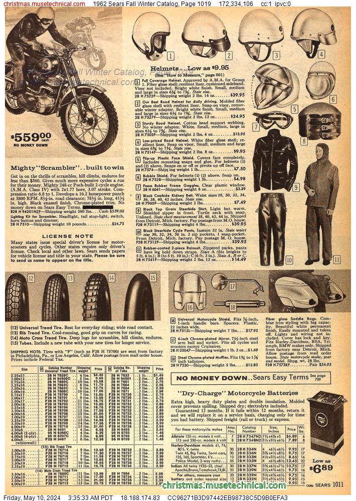 1962 Sears Fall Winter Catalog, Page 1019
