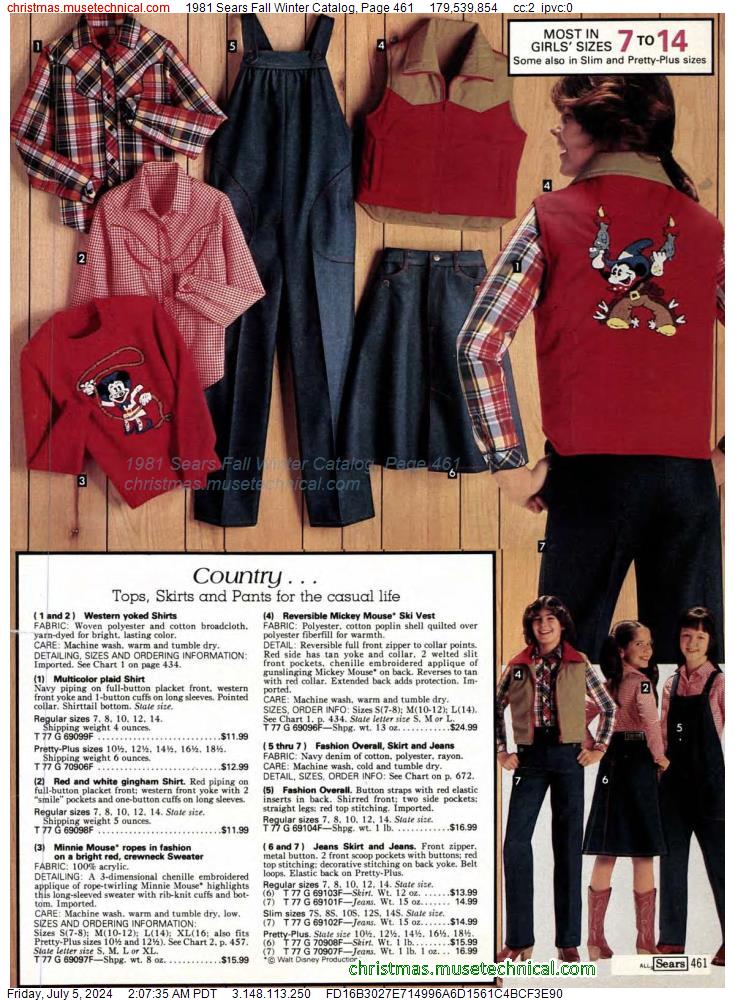 1981 Sears Fall Winter Catalog, Page 461