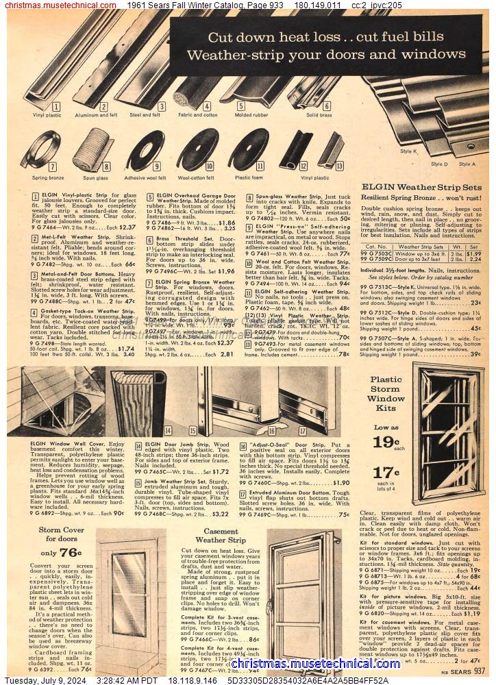 1961 Sears Fall Winter Catalog, Page 933