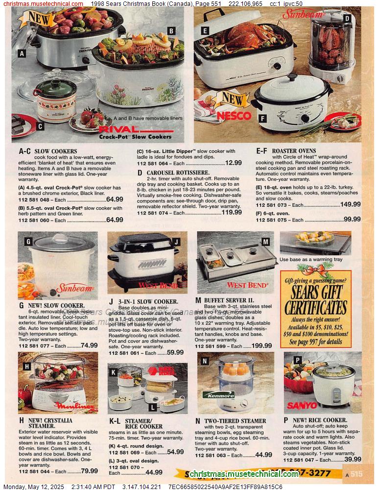 1998 Sears Christmas Book (Canada), Page 551