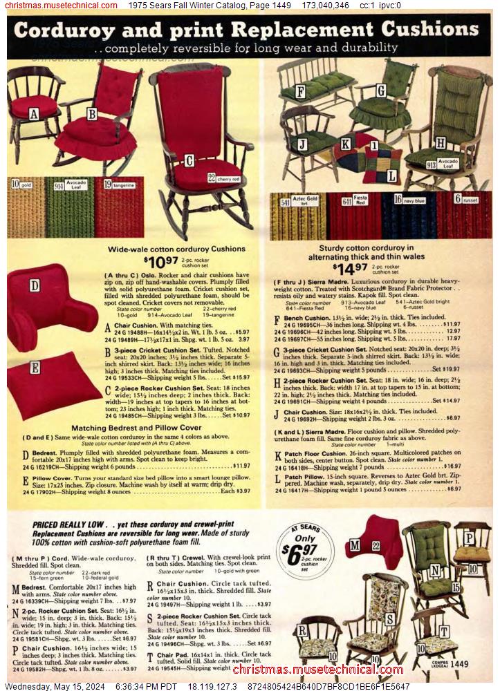 1975 Sears Fall Winter Catalog, Page 1449