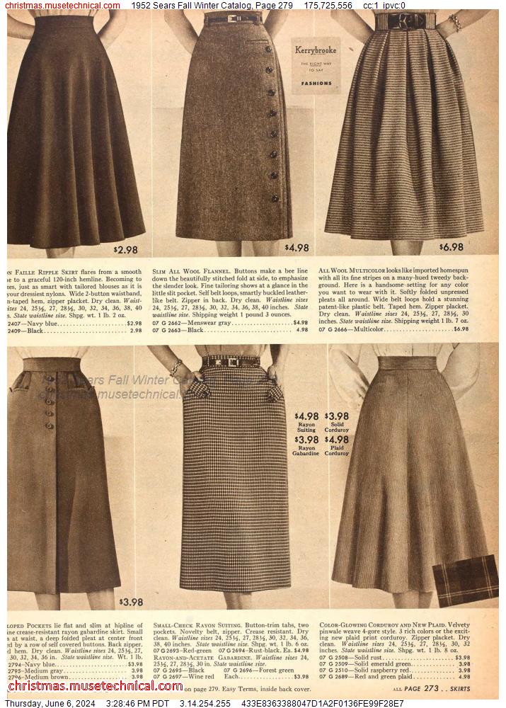 1952 Sears Fall Winter Catalog, Page 279