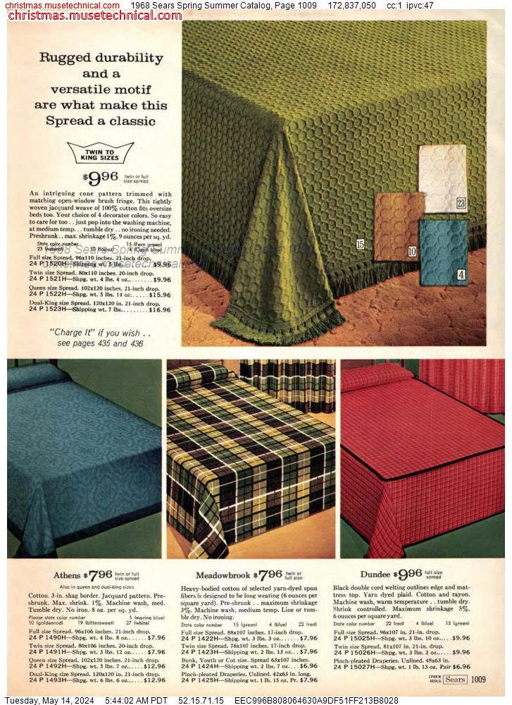 1968 Sears Spring Summer Catalog, Page 1009