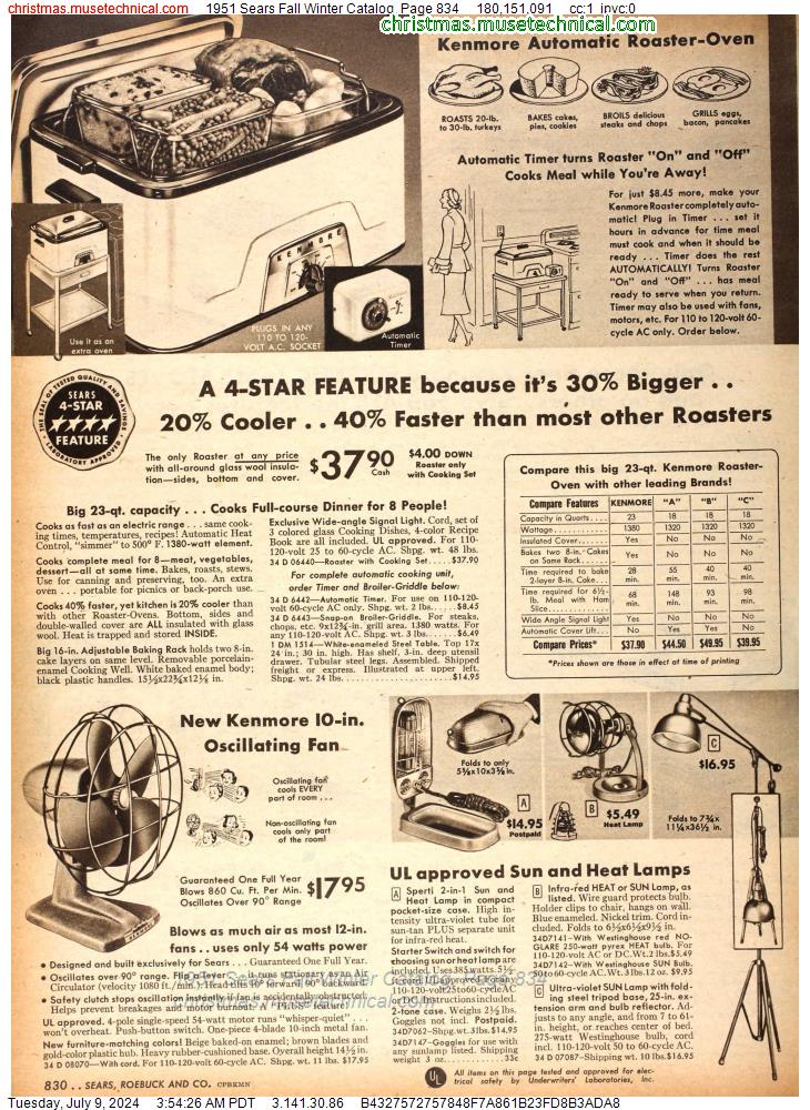 1951 Sears Fall Winter Catalog, Page 834