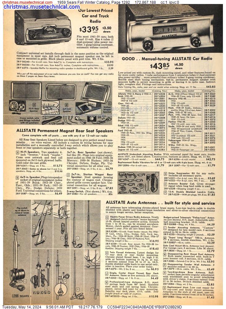 1959 Sears Fall Winter Catalog, Page 1292