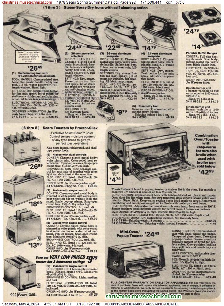 1978 Sears Spring Summer Catalog, Page 992