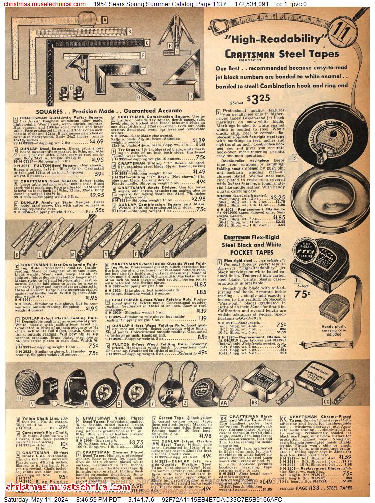 1954 Sears Spring Summer Catalog, Page 1137