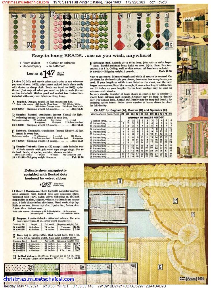 1970 Sears Fall Winter Catalog, Page 1603
