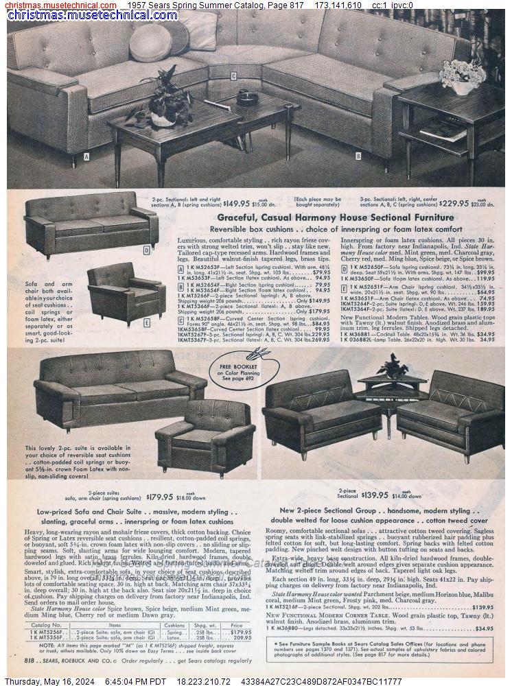 1957 Sears Spring Summer Catalog, Page 817