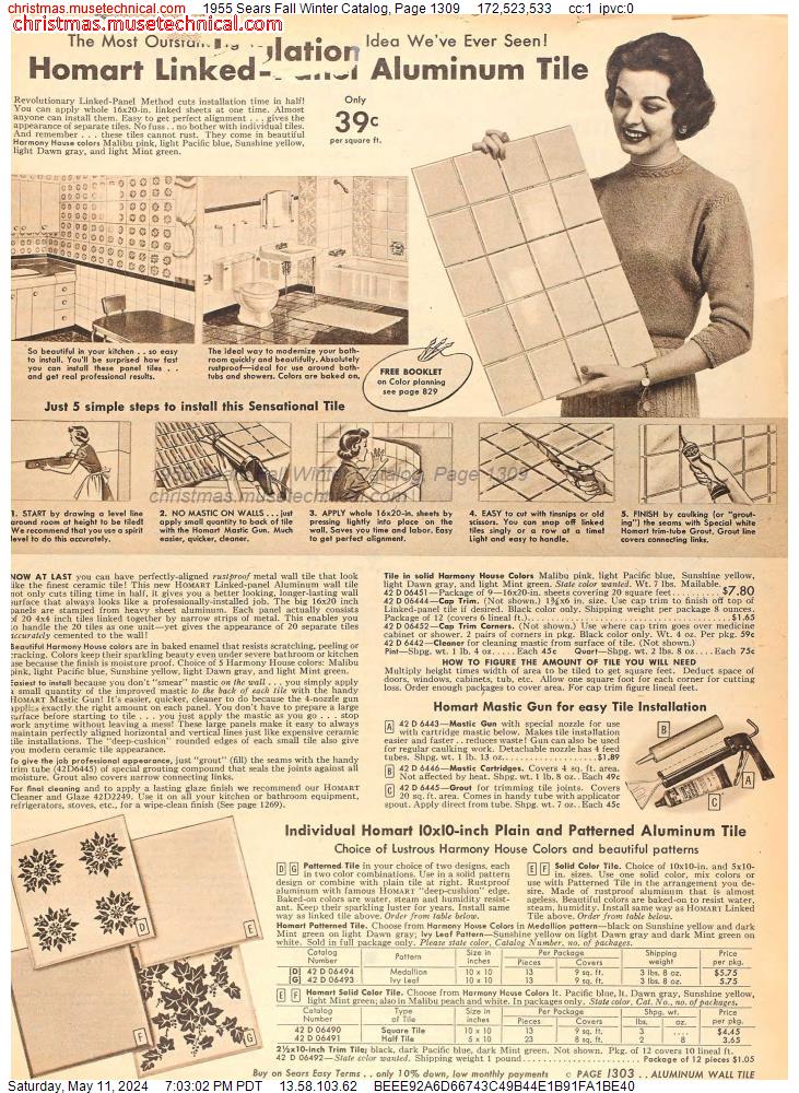 1955 Sears Fall Winter Catalog, Page 1309