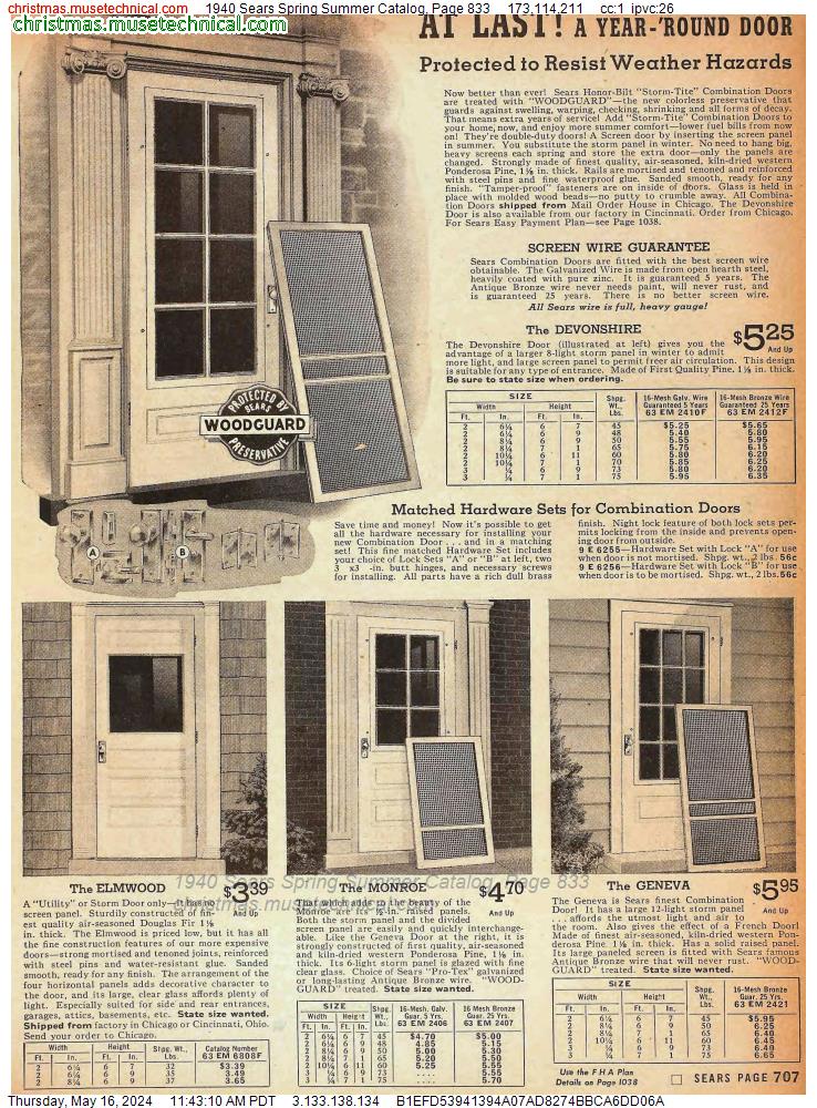 1940 Sears Spring Summer Catalog, Page 833