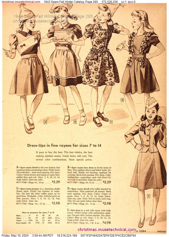 1943 Sears Fall Winter Catalog, Page 285