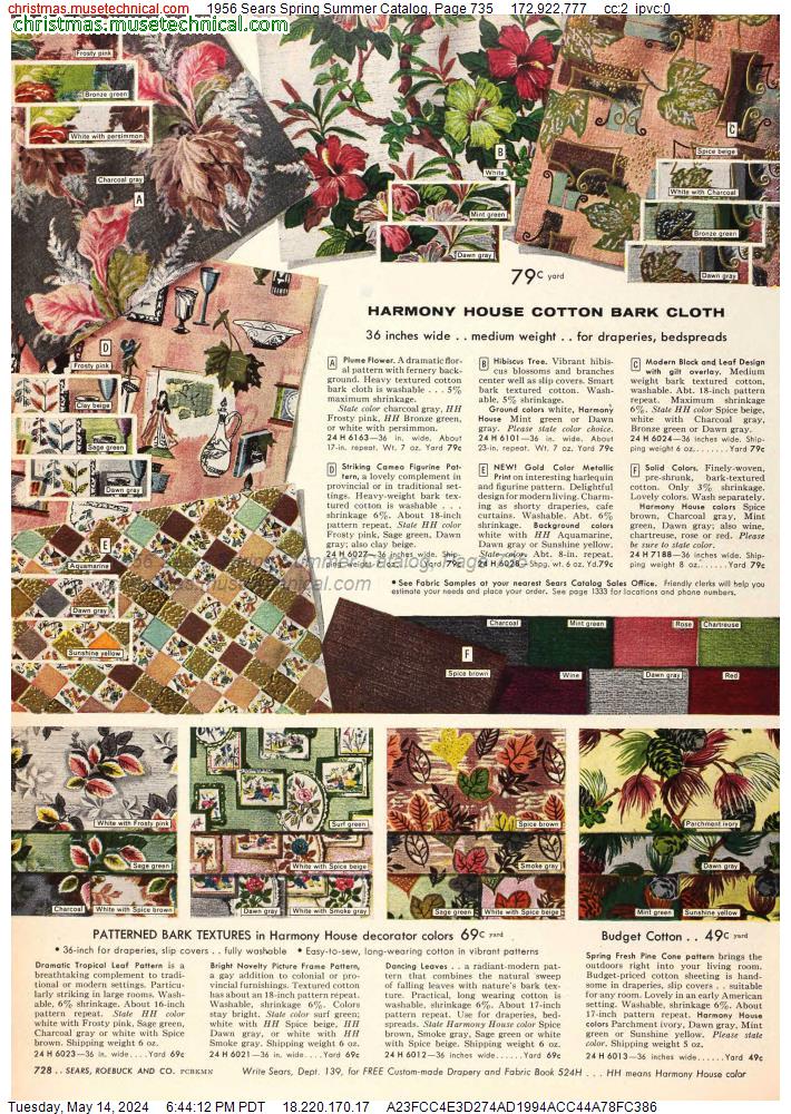 1956 Sears Spring Summer Catalog, Page 735