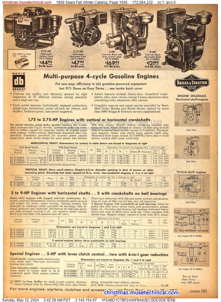 1958 Sears Fall Winter Catalog, Page 1505